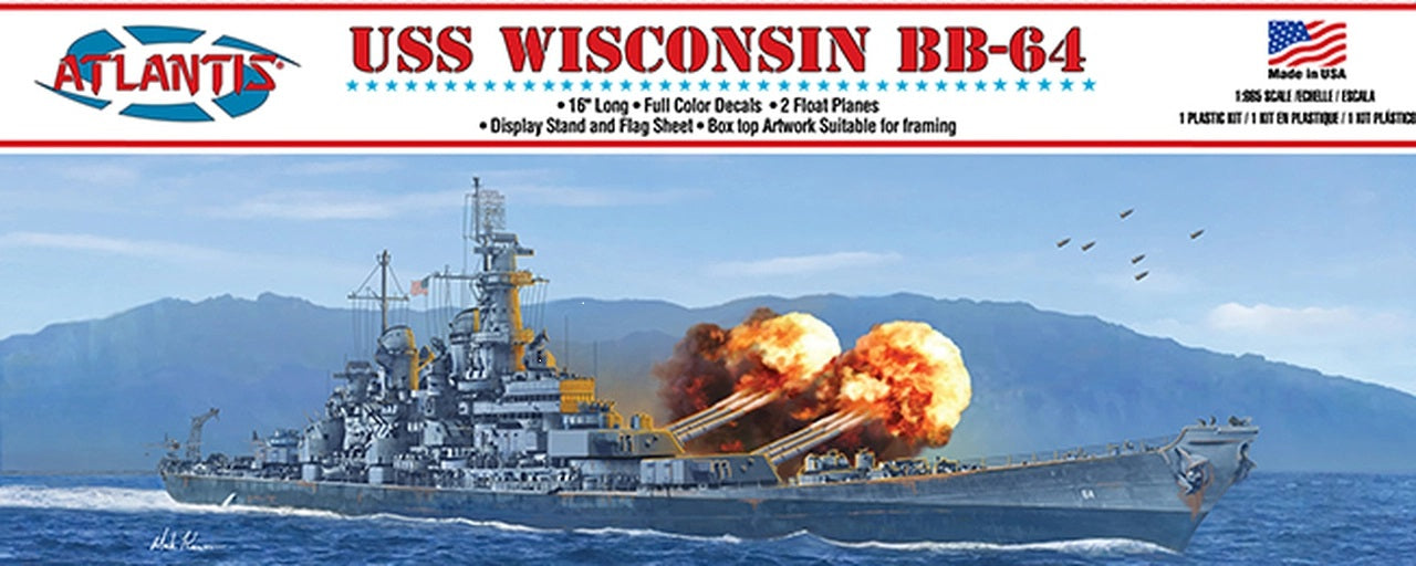 1/665 USS Wisconsin BB-64 Battleship 16 Inch Plastic