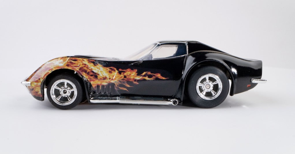 1968 Corvette 427 Black/Flame HO Scale Slot Car