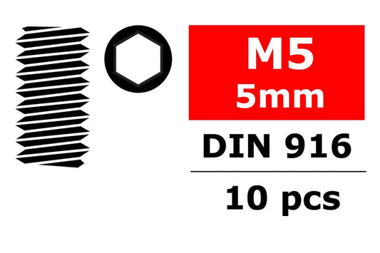 Steel Set Screws M5 x 5mm, Hex 10pcs