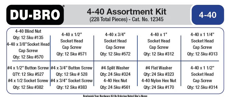 4-40 Hardware Assortment Kit, 228pcs