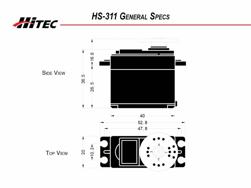 HS-311 Standard Servo .15sec/51oz @ 6.0v