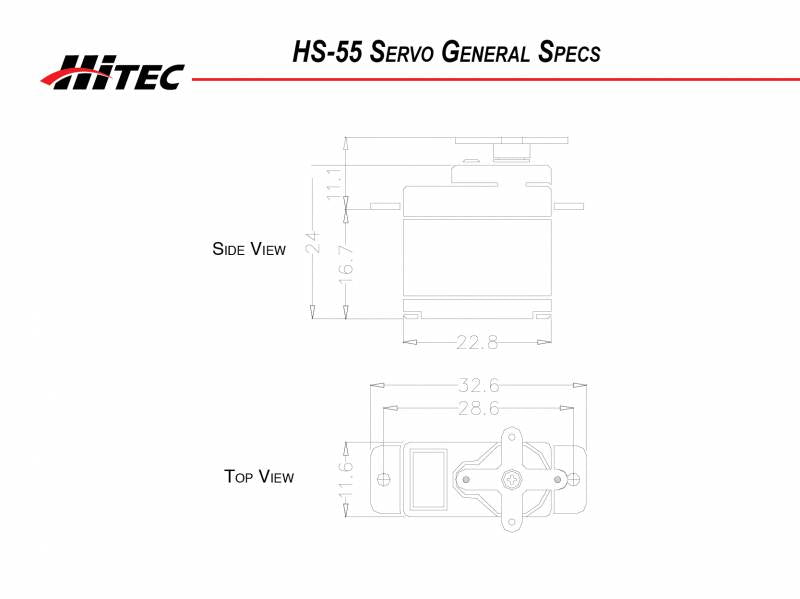 HS-55 Sub Micro Servo 14sec/18oz @ 6.0v