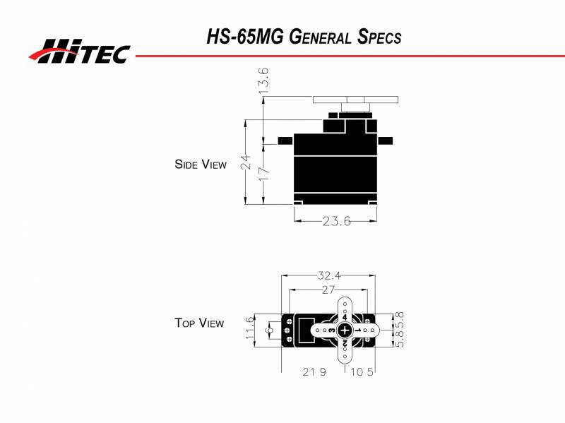 HS-65MG Mighty Feather Metal Gear Servo .11sec/31oz @ 6.0v