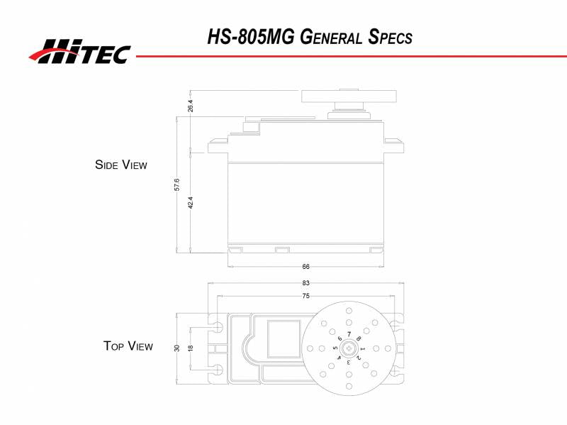 HS-805MG Mega Giant Scale Servo .18sec/343oz @ 6.0v