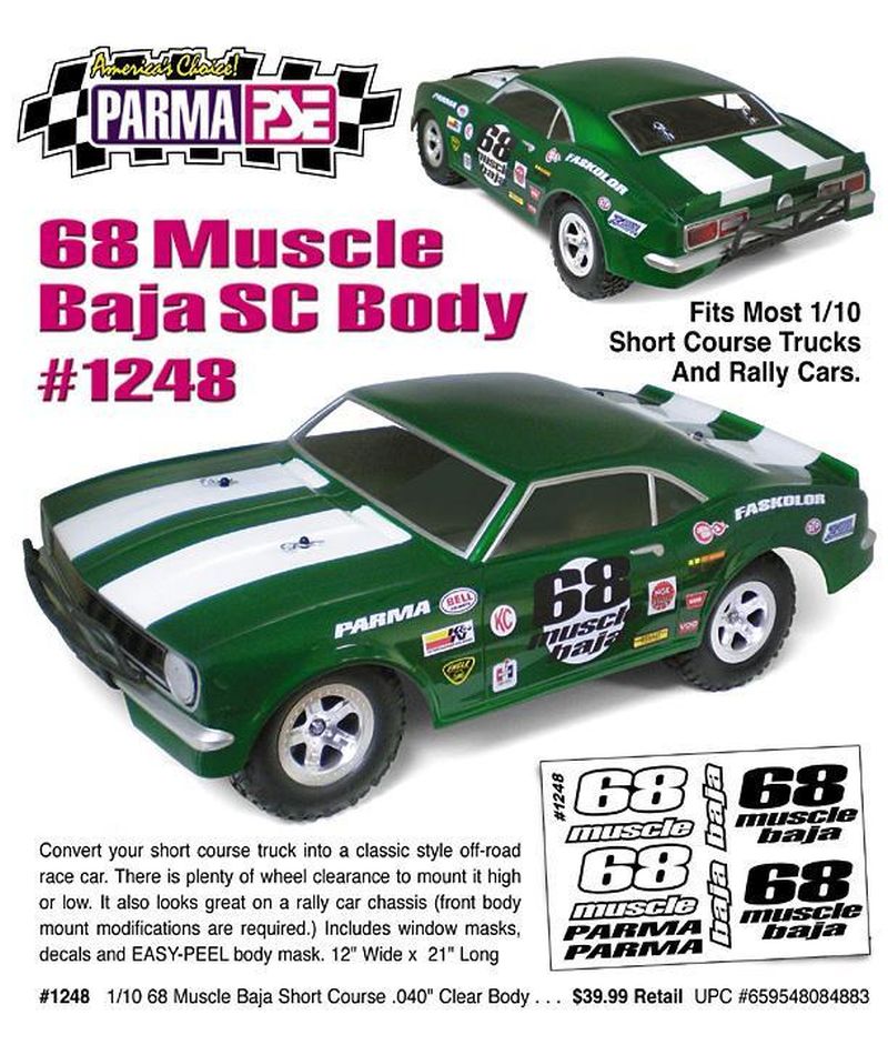 1/10 Parma '68 Muscle Baja Short Course Drag Clear Body