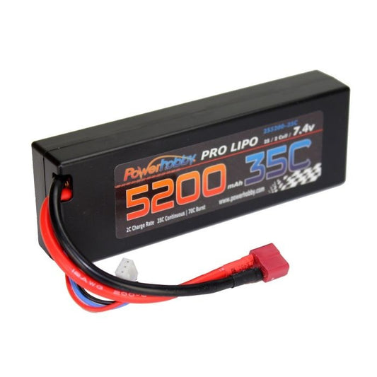 5200mAh 7.4V 2S 35C LiPo Hard Case Battery with Hardwire