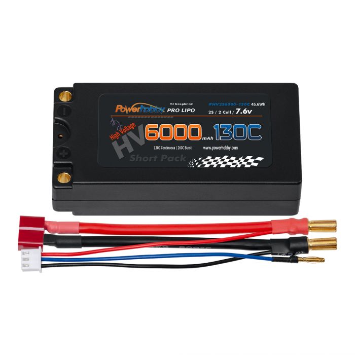 2S 7.6V 6000mah 130C HV + Graphene Shorty Lipo Battery