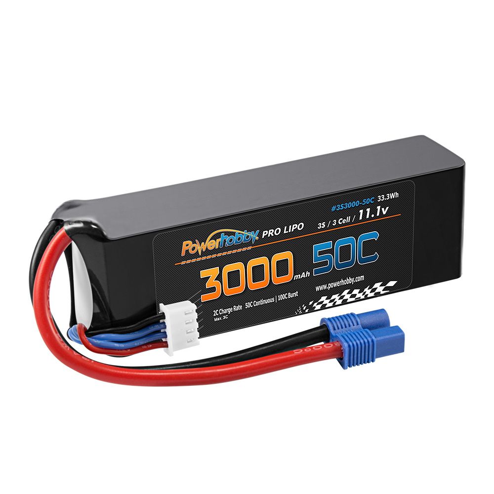 3S 11.1V 3000mAh 50C LiPo Battery Pack w/ EC3 Connector