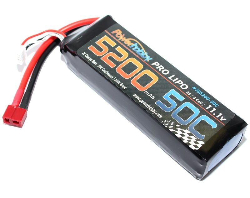 5200mAh 11.1V 3S 50C LiPo Battery w/ Hardwired T-Plug