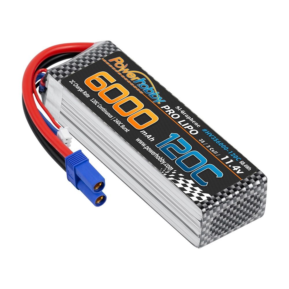 3s 11.4V 6000mah 120c Graphne + HV Lipo Battery w EC5 Plug