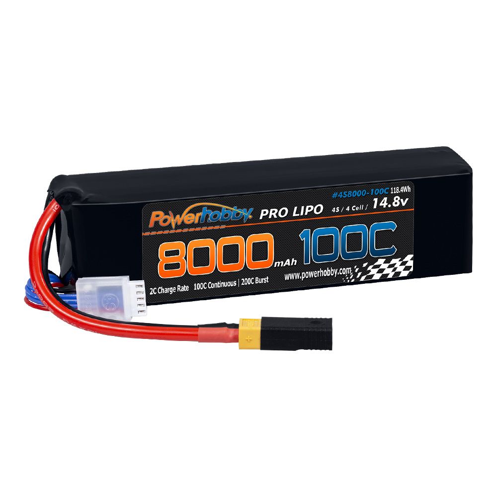 4s 8000mah 100c Lipo Battery w/XT60 Plug + Adapter