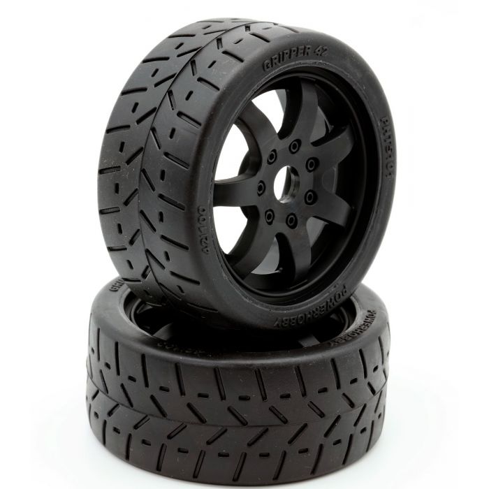 1/8 Gripper 42/100 Belted Mounted Tires 17mm Black