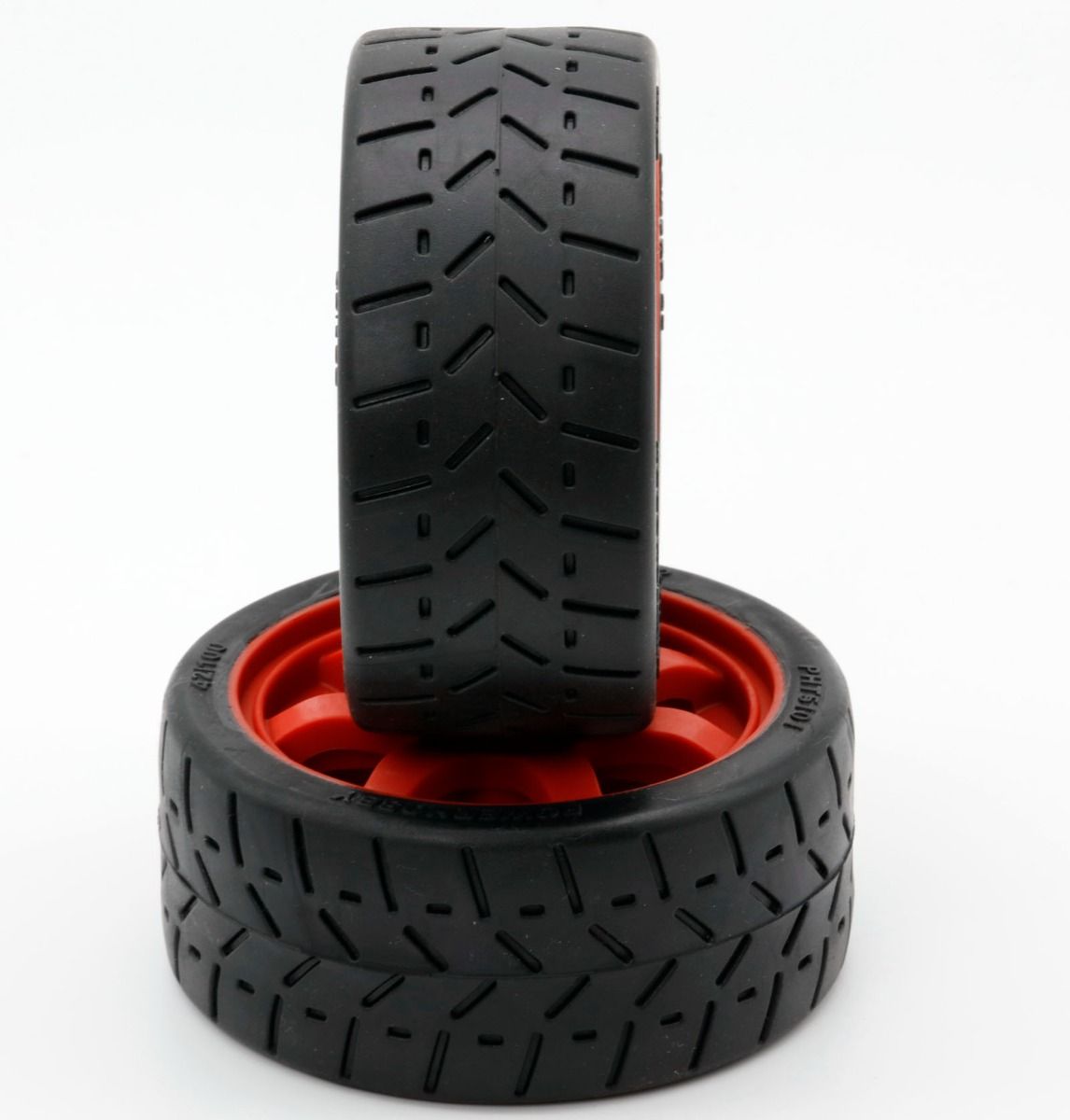 1/8 Gripper 42/100 Belted Mounted Tires 17mm Red Wheels