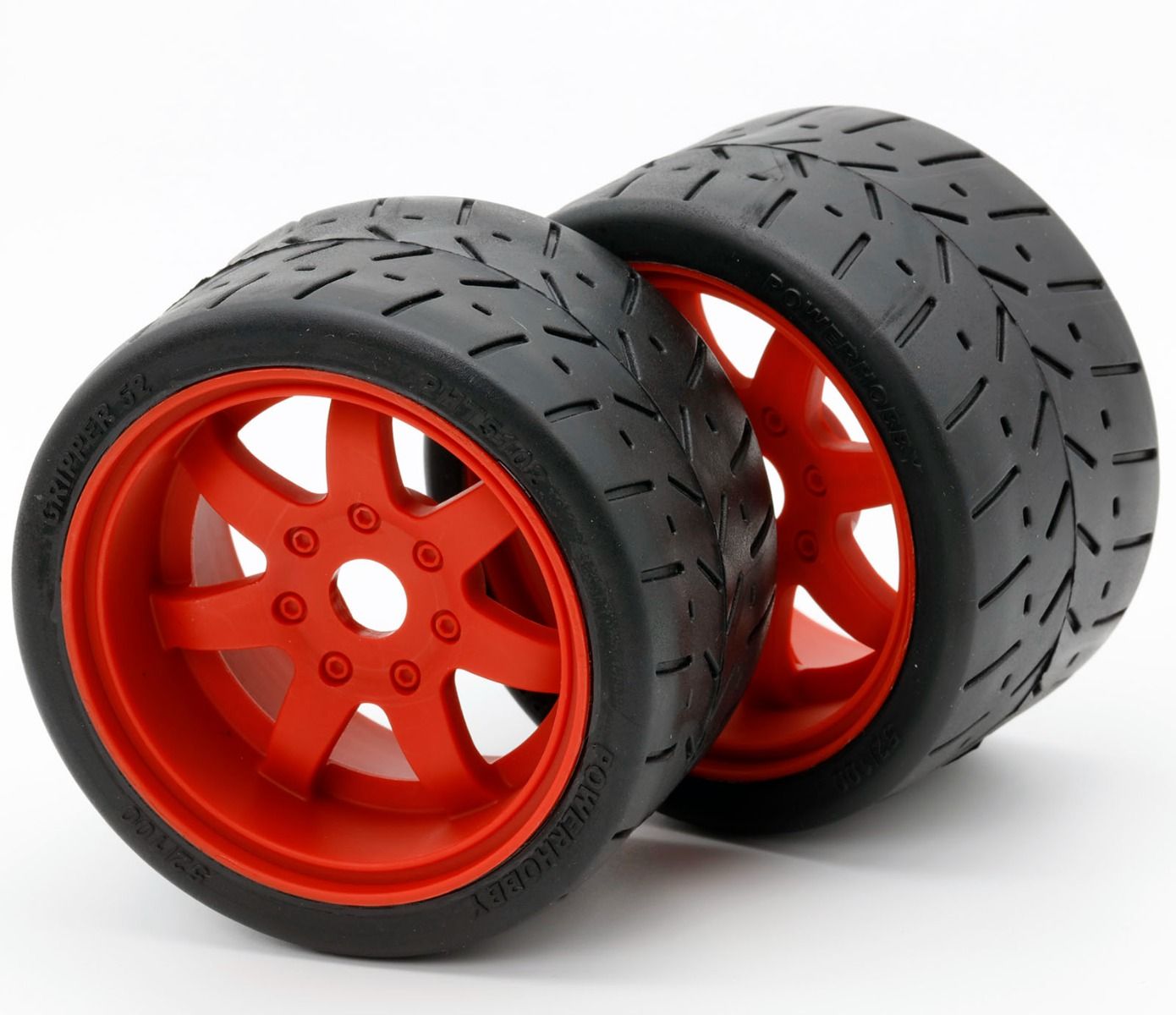 1/8 Gripper 54/100 Belted Mounted Tires 17mm Red Wheels