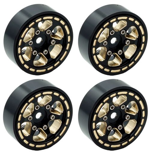 1.0" Black Brass Beadlock Crawler Wheels, 1/24 TRX4M