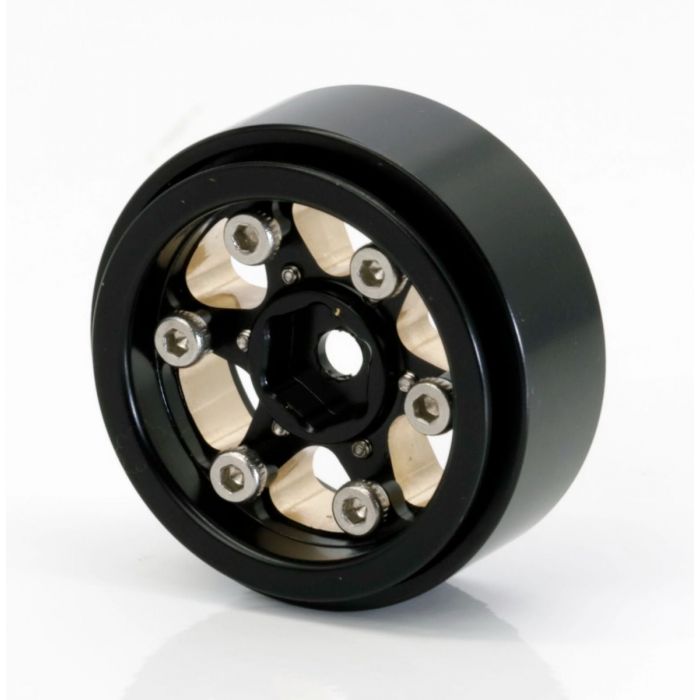 1.0" Black Brass Beadlock Crawler Wheels, 1/24 TRX4M