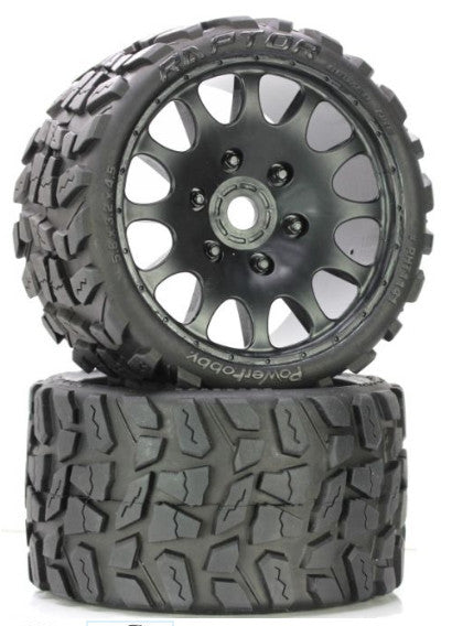 Raptor Belted Monster Truck Wheel / Tires (pr.) Race Soft