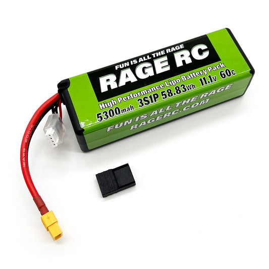 5300mAh 3S 11.1V 60C Hard Case LiPo Battery XT60 w/TRX Adapt