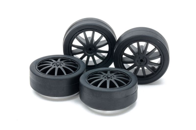 JR Mini 4WD Low-Profile 26mm Tires on Carbon Wheels