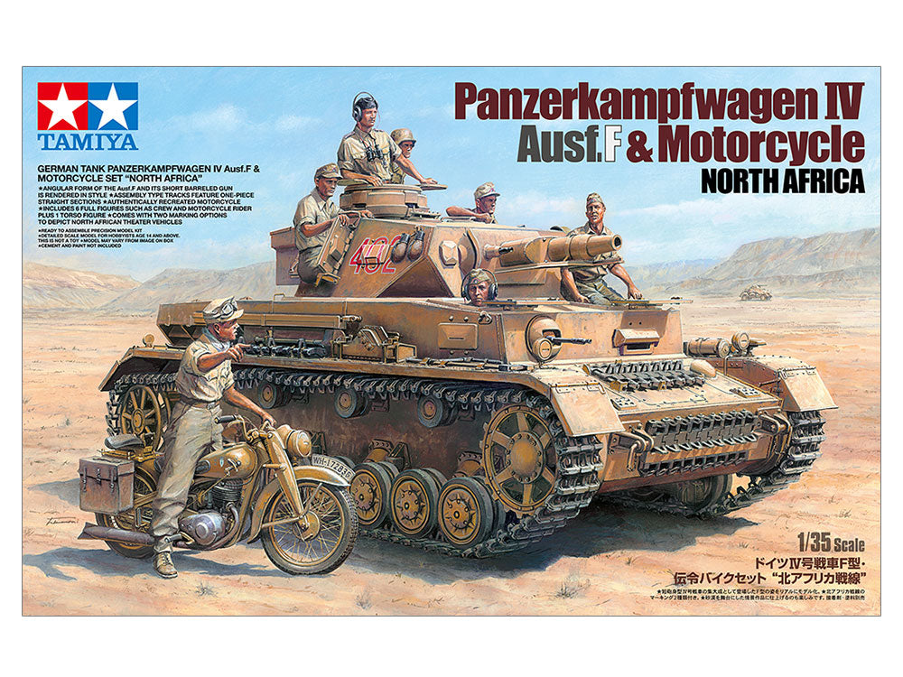 1/35 German Tank Panzer IV Ausf.F & Motorcycle Model Set